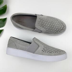 Vionic Kani Sneakers Gray Perforated Suede Slip On Comfort Shoes Women's 8.5